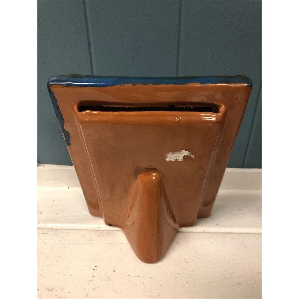 Vtg Folk Art 7” Picture Frame Clay Terracotta Hand Painted‎ 4 x 3 1/2 picture